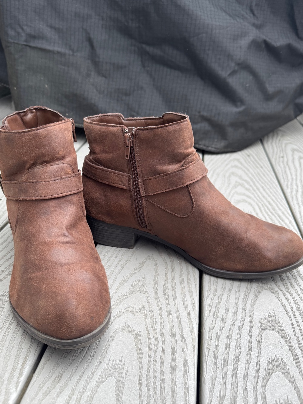 Avenue Cloudwalkers Brown Suede Ankle Boots with Stud & Buckle Detail - Picture 2 of 6